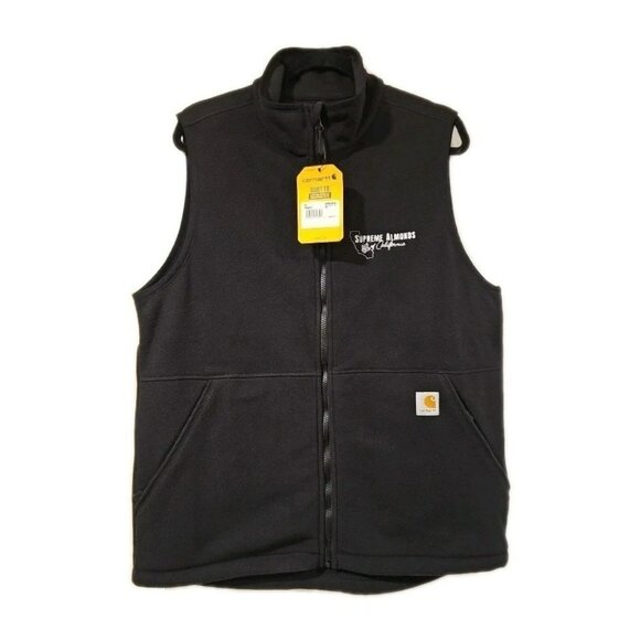 Carhartt Men Medium Vest Relaxed Fit Fleece Comfort Pockets Sleeveless Black - Picture 1 of 10